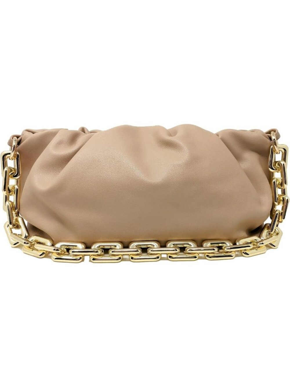 Stylish Cloud-Shaped Dumpling Clutch | Ruched Chain Link Shoulder Bag